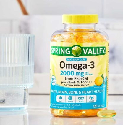 Spring Valley Maximum Care Omega-3 Aceite de Pescado, 2000 mg, 120 Cápsulas
