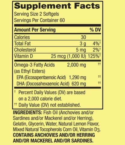 Spring Valley Maximum Care Omega-3 Aceite de Pescado, 2000 mg, 120 Cápsulas