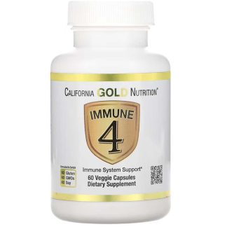 California Gold Nutrition, Immune 4, Suplemento de refuerzo inmunitario, 60 cápsulas vegetales