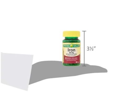 Spring Valley Hierro Bienestar General Suplemento Dietético, 65 mg, 100 Tabletas