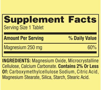 Spring Valley Magnesio Salud Ósea y Muscular Tabletas de Suplemento Dietético, 250 mg